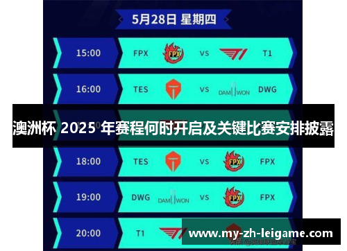 澳洲杯 2025 年赛程何时开启及关键比赛安排披露